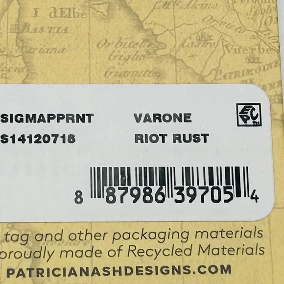 Patricia Nash Varone Fullgrain Leather Wristlet Signature Map Print Brown Clutch - Picture 14 of 15